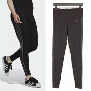 Adidas Designed 2 Move ClimaLite Leggings Black w/Grey 3 Stripe EUC